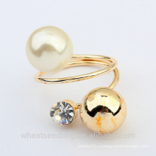 Мода металлический шар жемчужное кольцо для женщин, сделанные в Китае